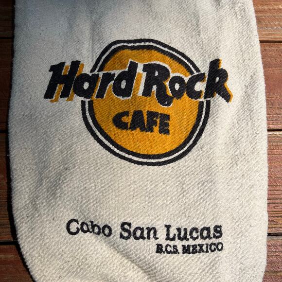 Vintage Hard Rock Cafe Cabo Mexico | Cloth Burlap Beach Bag Drawstring Backpack - Picture 9 of 14